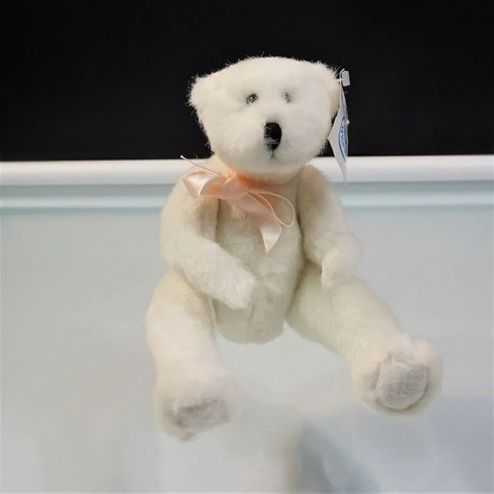 White Teddy Bear Vintage Lexin Nice Stuff Fully Jointed 10 in Plush Stuffed Toy